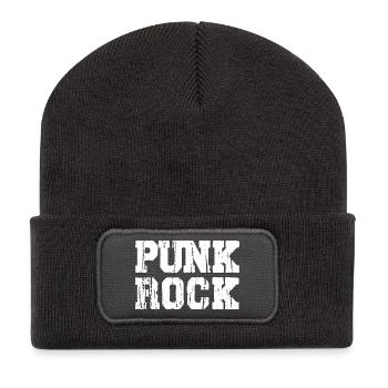 Logo du texte dégradé punk rock - Beanie recyclé à patch - charbon - Devant