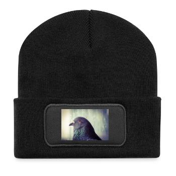 Pigeon portrait with iridescent neck coloration - Recycled Patch Beanie - black - Front