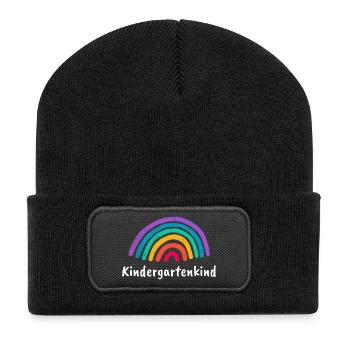Kindergartenkind Regenbogen - Recycelte Patch Beanie - Schwarz - Vorne