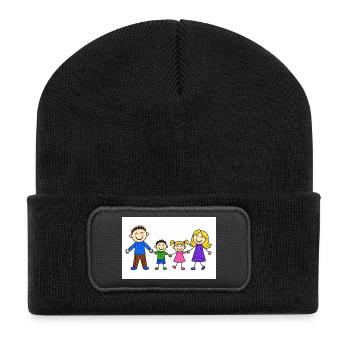 Maman et enfants - Beanie recyclé à patch - noir - Devant
