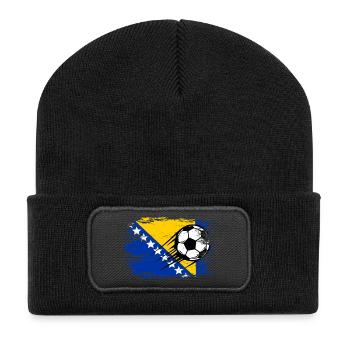 Bosnia Flag Football used - Recycled Patch Beanie - black - Front