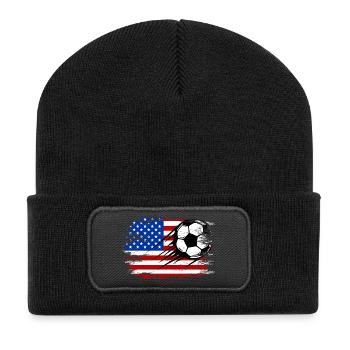 USA Flag Football used - Recycled Patch Beanie - black - Front