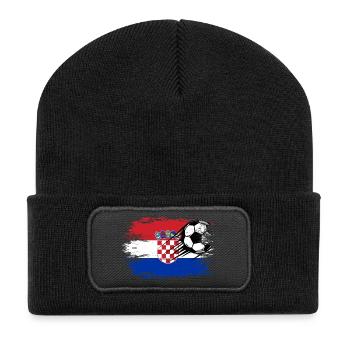 Kroatien Flagge - Recycelte Patch Beanie - Schwarz - Vorne