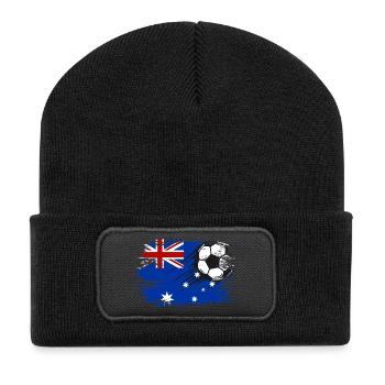 Australien Flagge Fußball used - Recycelte Patch Beanie - Schwarz - Vorne
