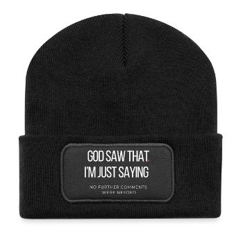 Gott hat das gesehen, ich sage nur ein lustiges sarkastisches Zitat - Recycelte Patch Beanie - Schwarz - Vorne