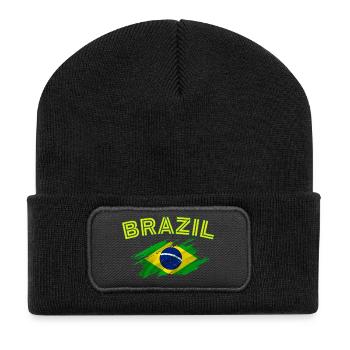 Brasil Flag Brazil Kids Womens Mens Retro Brazil - Beanie recyclé à patch - noir - Devant