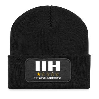 IIH Sehr Schlechter idiopathischer Hypertonie-Krieger - Recycelte Patch Beanie - Schwarz - Vorne