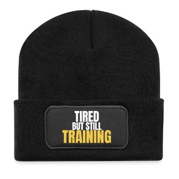 Tired But Still Training Motivational Gym - Recycled Patch Beanie - black - Front