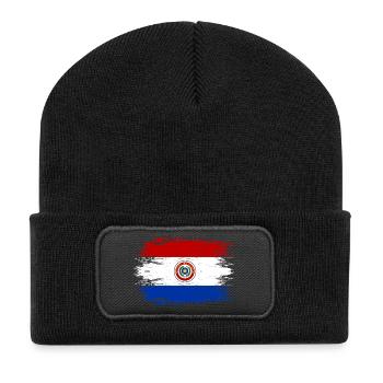 Paraguay Flagge used - Recycelte Patch Beanie - Schwarz - Vorne