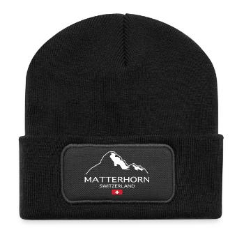 Schweiz Matterhorn Berge Berg - Recycelte Patch Beanie - Schwarz - Vorne
