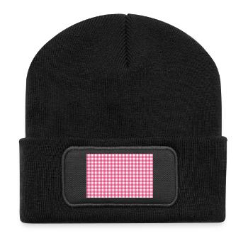 Motif à carreaux roses à quadreaux en quadreaux - Beanie recyclé à patch - noir - Devant