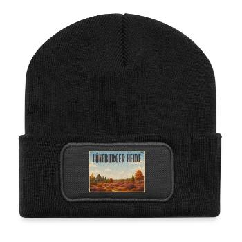 Lüneburger Heide - Recycelte Patch Beanie - Schwarz - Vorne