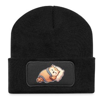 Hibou qui dort - Beanie recyclé à patch - noir - Devant