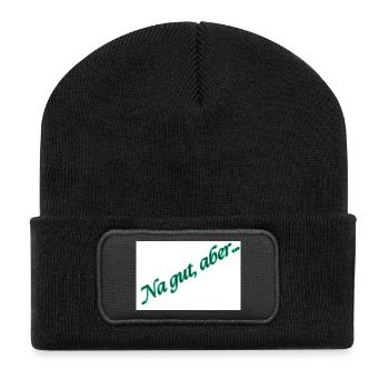 Okay, but... Green script text - Recycled Patch Beanie - black - Front