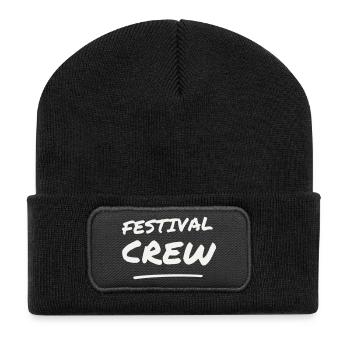 Festival Crew Brush Lettering Team Staff Event - Recycled Patch Beanie - black - Front
