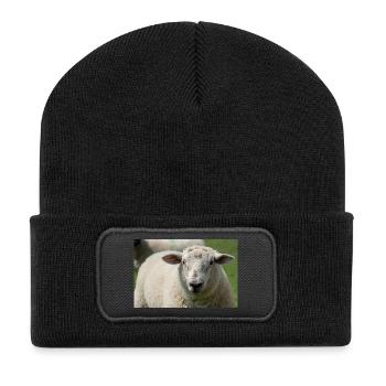 Gros plan d’un mouton - Beanie recyclé à patch - noir - Devant