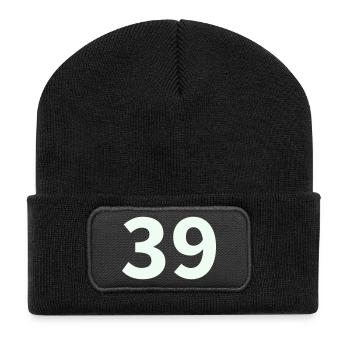 39- - Recycelte Patch Beanie - Schwarz - Vorne