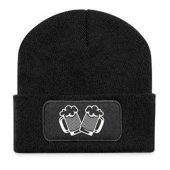 Klopfende Biergläser - Recycelte Patch Beanie - Schwarz - Vorne