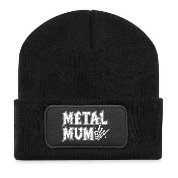 Metal Mom Gift Mom Heavy Metal Rock - Recycelte Patch Beanie - Schwarz - Vorne