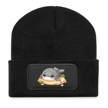 Baleine sur un banc de sable - Beanie recyclé à patch - noir - Devant