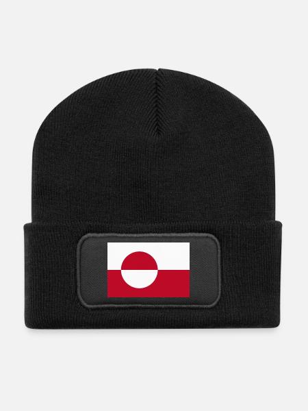 Grönländische Flagge – grönländische Flagge - Recycelte Patch Beanie - Schwarz