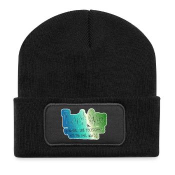Raus in die Natur Realwelt Verbinden - Recycelte Patch Beanie - Schwarz - Vorne