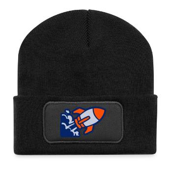 Spaceship Rocket Icon - Recycled Patch Beanie - black - Front