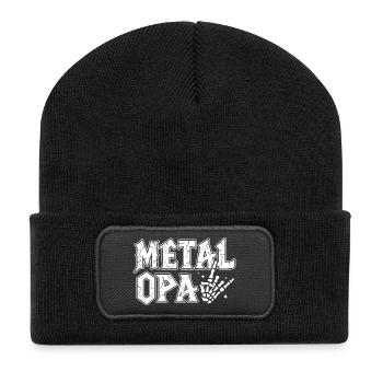 Metal Opa Heavy Metal Geschenk Rocker Skull - Recycelte Patch Beanie - Schwarz - Vorne