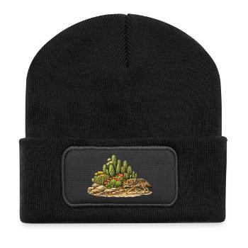 Cactus with Coyote - Recycled Patch Beanie - black - Front