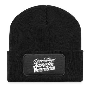 Ausrasten Weiter - Recycelte Patch Beanie - Schwarz - Vorne