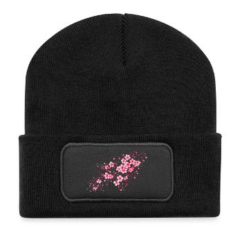 Cherry Blossoms Branch Sakura Flowers Cherry - Recycled Patch Beanie - black - Front