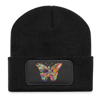 Colorful Polygon Butterfly - Recycled Patch Beanie - black - Front