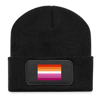 Lesbische Flagge - Recycelte Patch Beanie - Schwarz - Vorne