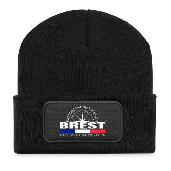 Brest - Recycelte Patch Beanie - Schwarz - Vorne