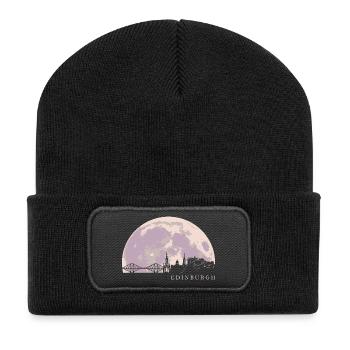 Skyline von Edinburgh Schottland - Recycelte Patch Beanie - Schwarz - Vorne