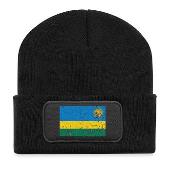 Ruanda als Flagge - Recycelte Patch Beanie - Schwarz - Vorne