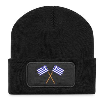 Flagge Griechenlands - Recycelte Patch Beanie - Schwarz - Vorne