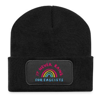 It never rains for Fascists - Recycelte Patch Beanie - Schwarz - Vorne