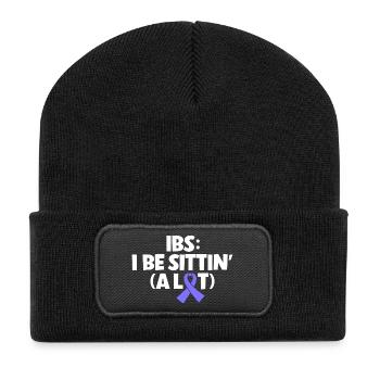 Reizdarm Humor - Viel Sitzen - Recycelte Patch Beanie - Schwarz - Vorne