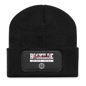 Roskilde Dänemark Koordinaten Reise Souvenir - Recycelte Patch Beanie - Schwarz - Vorne