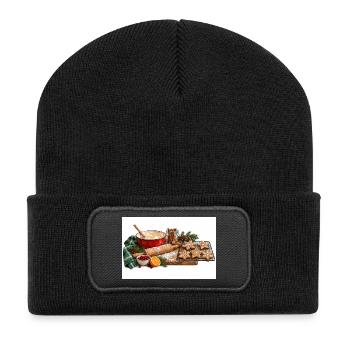 Feiertags-Backstern-Keks-Szene - Recycelte Patch Beanie - Schwarz - Vorne