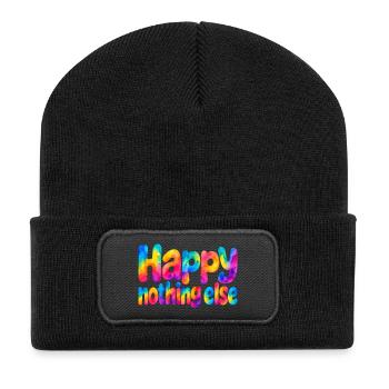 Happy Nothing Else – Einfach glücklich - Recycelte Patch Beanie - Schwarz - Vorne