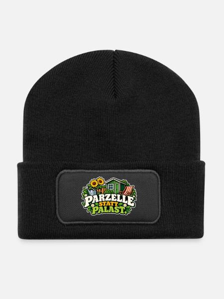 Parzelle statt Palast - Recycelte Patch Beanie - Schwarz