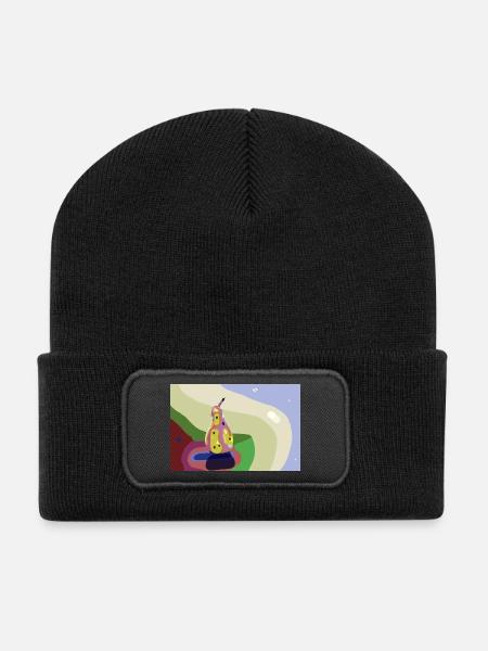 Abstrakte Birne in Pastellen - Recycelte Patch Beanie - Schwarz