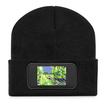 Impressionistische Sonnenlandschaft - Recycelte Patch Beanie - Schwarz - Vorne