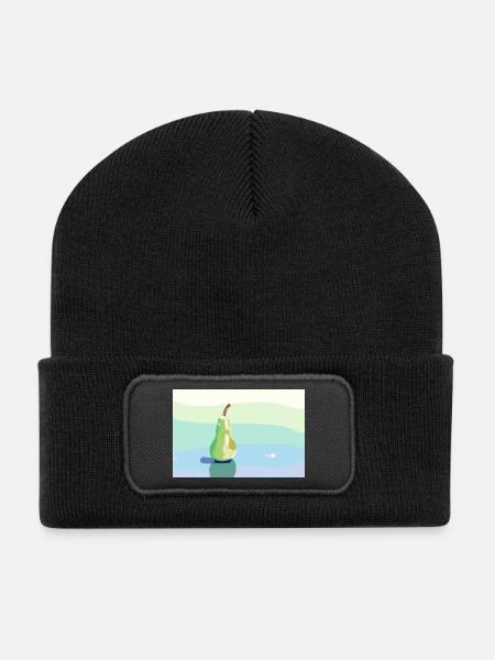 Stift auf pastellfarbener Oberfläche - Recycelte Patch Beanie - Schwarz