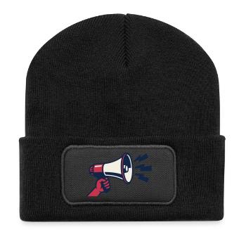 Rotes Megafon Ultras Logo - Recycelte Patch Beanie - Schwarz - Vorne