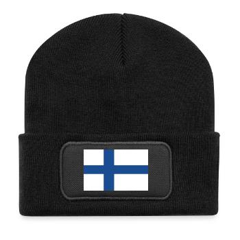 Finnish Flag - Recycled Patch Beanie - black - Front