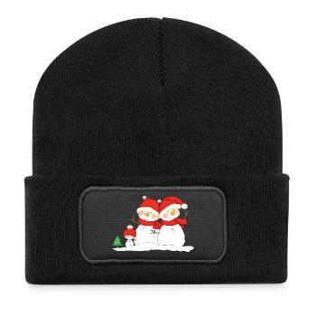 Christmas snowmen. - Recycelte Patch Beanie - Schwarz - Vorne