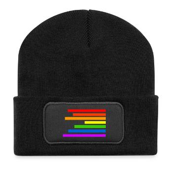 Regenbogen - Recycelte Patch Beanie - Schwarz - Vorne